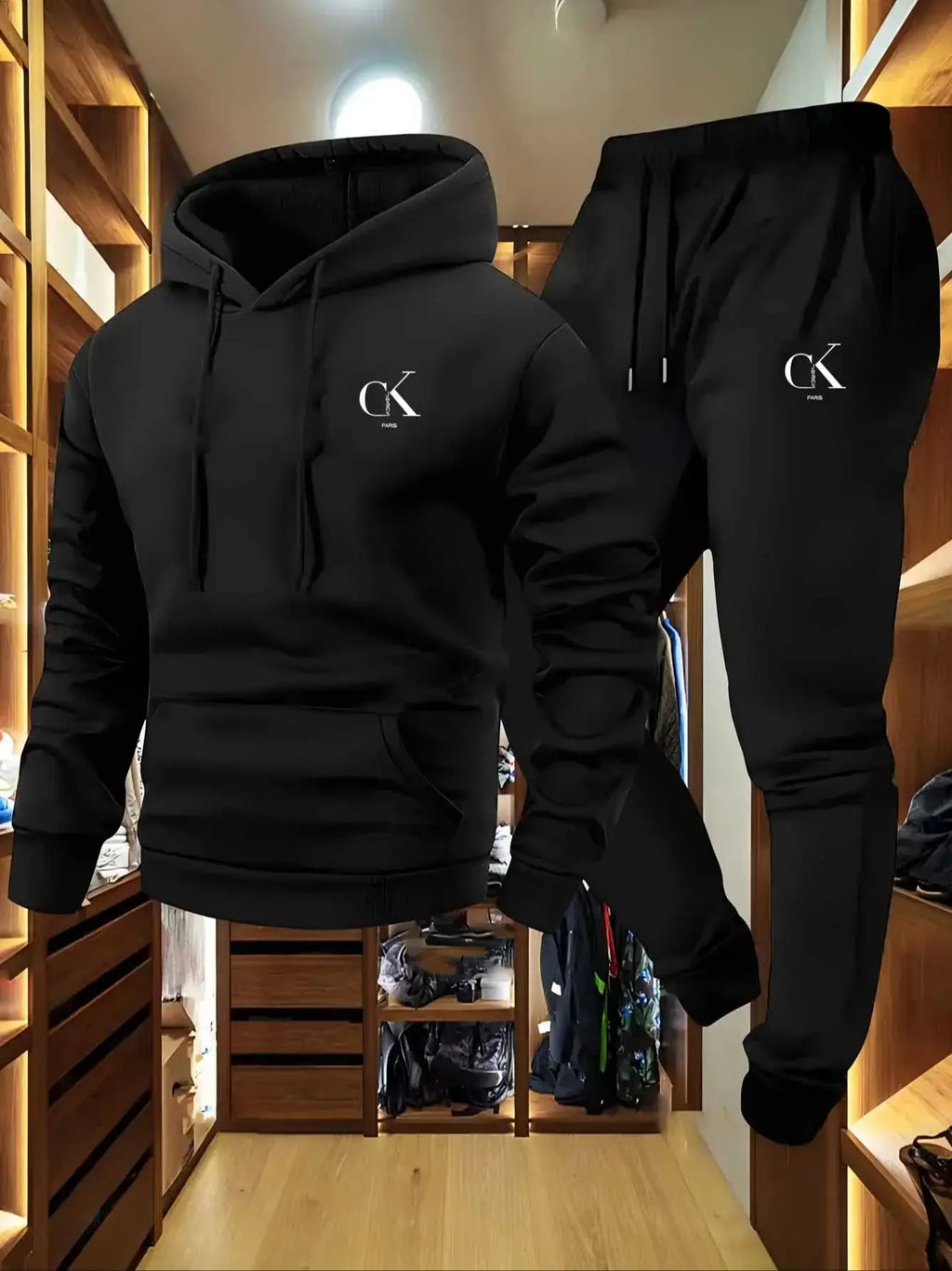 2025 Men'S Hoodie & Sweatpants Set - Casual Gray Loungewear with Pockets Drawstring Hood and Ribbed Waistband -Season Comfort