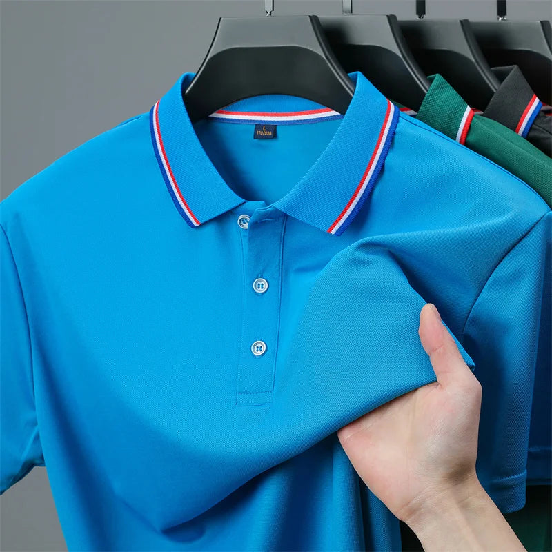 Camisa Polo Masculina Casual Cor Sólida - Manga Curta Versátil Verão