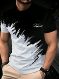 Camiseta Masculina com Estampa Gradiente 3D - Casual Macia Respirável Verão 2025