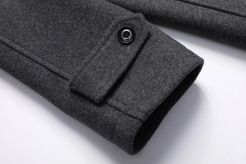 Men's Wool Overcoat Winter Business Coat Double Collar Warm Trench Coat for Men Cold Resistant Classic Long Jacket