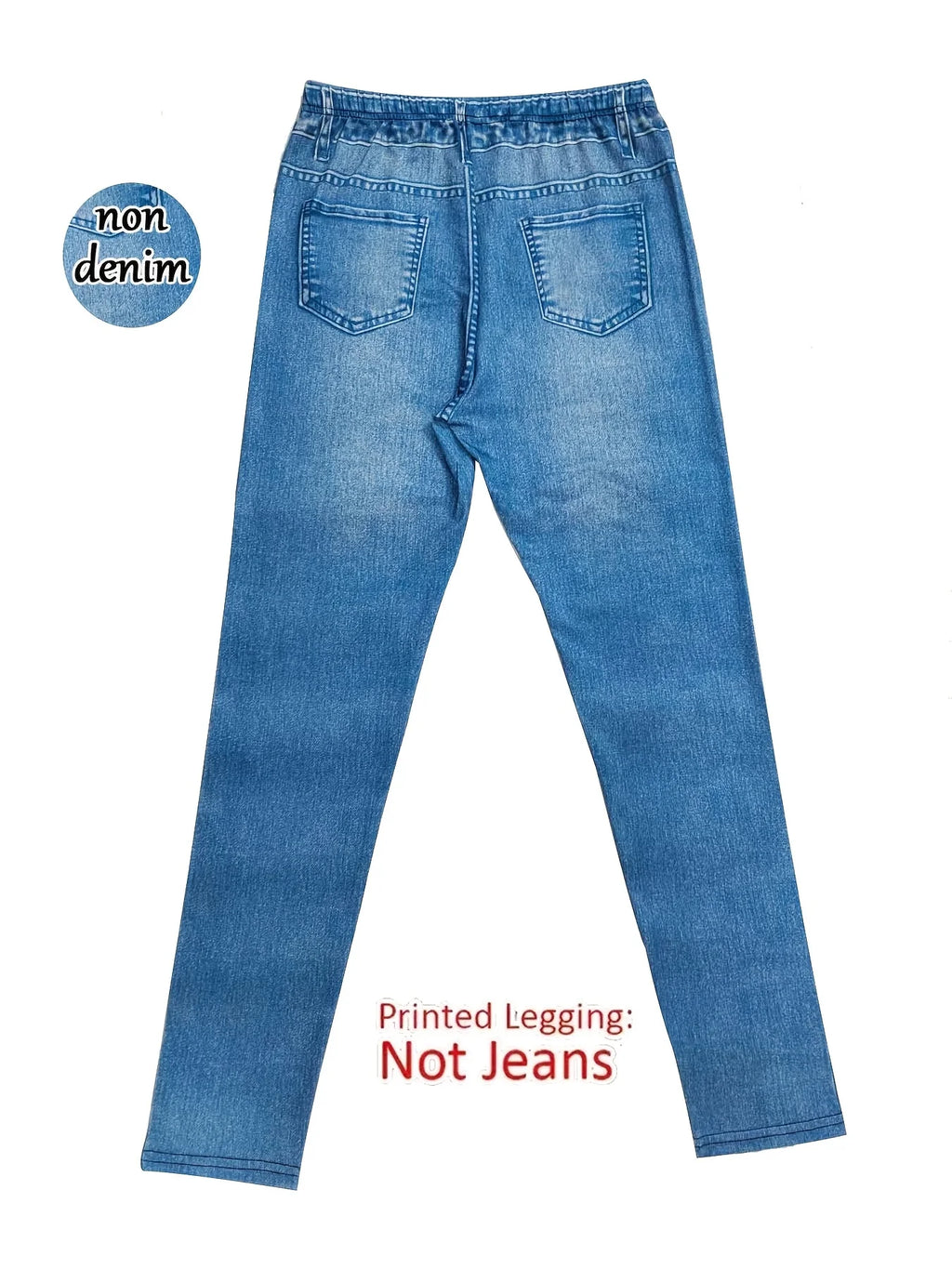 Calça Legging Feminina Estampada Imitando Jeans - Alta Elasticidade Sem Costura Esportiva