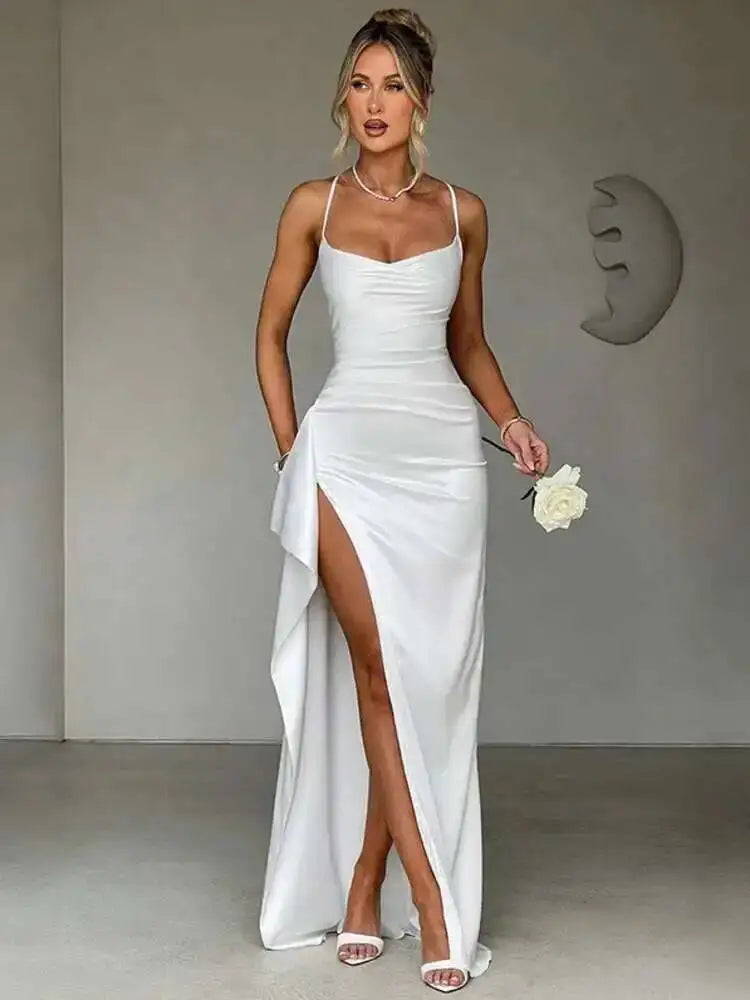 Avrilyaan Satin Backless Slim Sexy Dress Women 2024 Bodycon Long Summer Dress Mermaid Elegant NightClub Party Dresses Vestidos