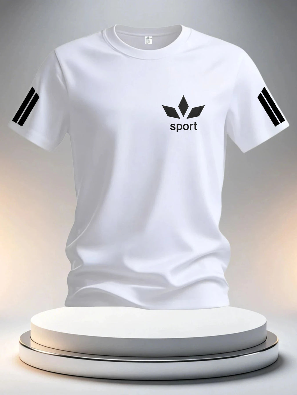 Leisure Hit Product Men'S Summer T-Shirt White Sport Stripes Design Fashion Design Printed T-Shirt Fitness Casual Leisure